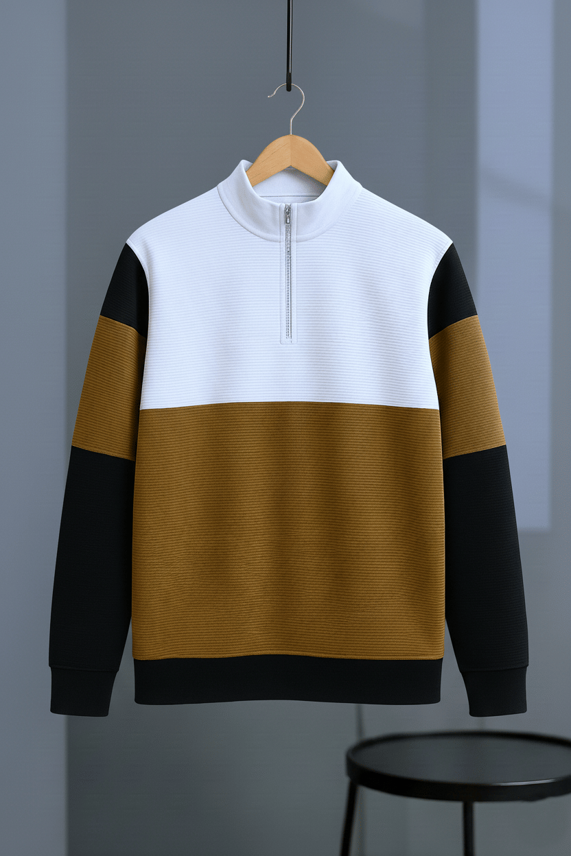     			Singham Men Cotton Blend Regular Fit Colorblock T-Shirt ( White )