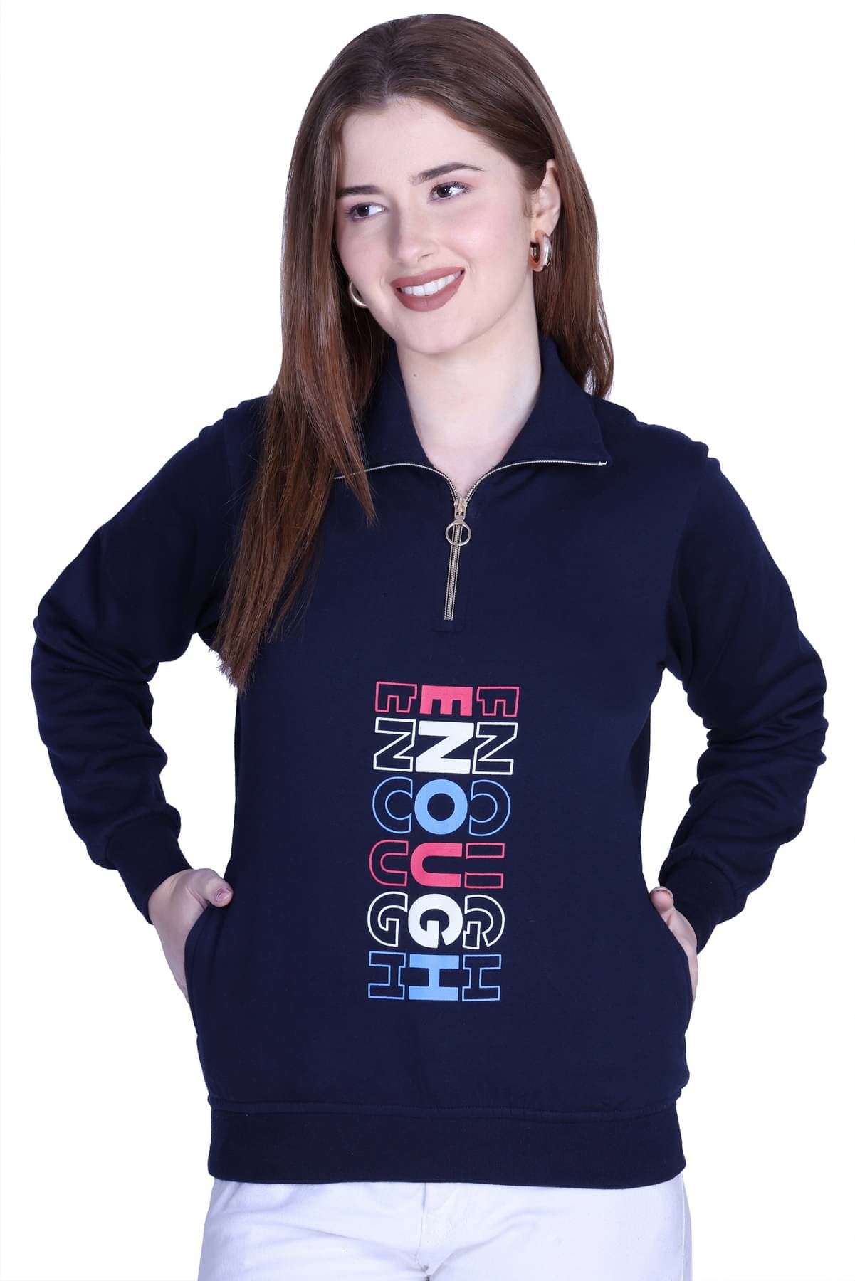 Sportizm Women Fleece Round Neck Sweatshirt For Light Winters ( Blue ) Sportizm Women Fleece Round Neck Sweatshirt For Light Winters ( Blue )