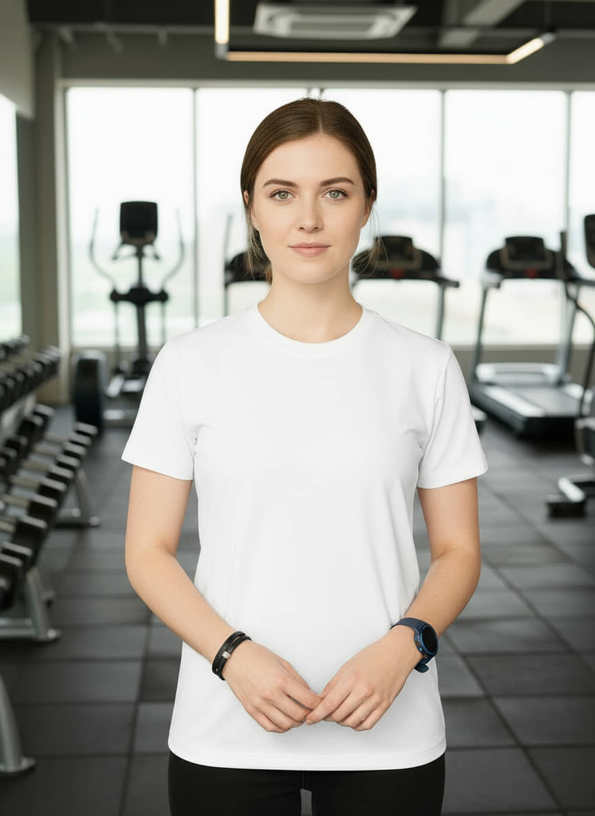 ANAND. Women Lycra Solid Regular Fit Round Neck T-Shirt ( White )