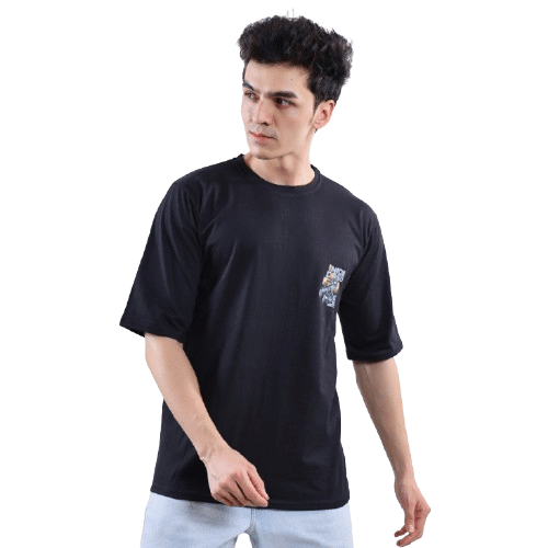Ashish Men 100% Cotton Oversized Fit Printed T-Shirt ( Black ) Ashish Men 100% Cotton Oversized Fit Printed T-Shirt ( Black )