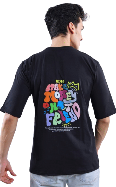 Ashish Men 100% Cotton Oversized Fit Printed T-Shirt ( Black ) Ashish Men 100% Cotton Oversized Fit Printed T-Shirt ( Black )