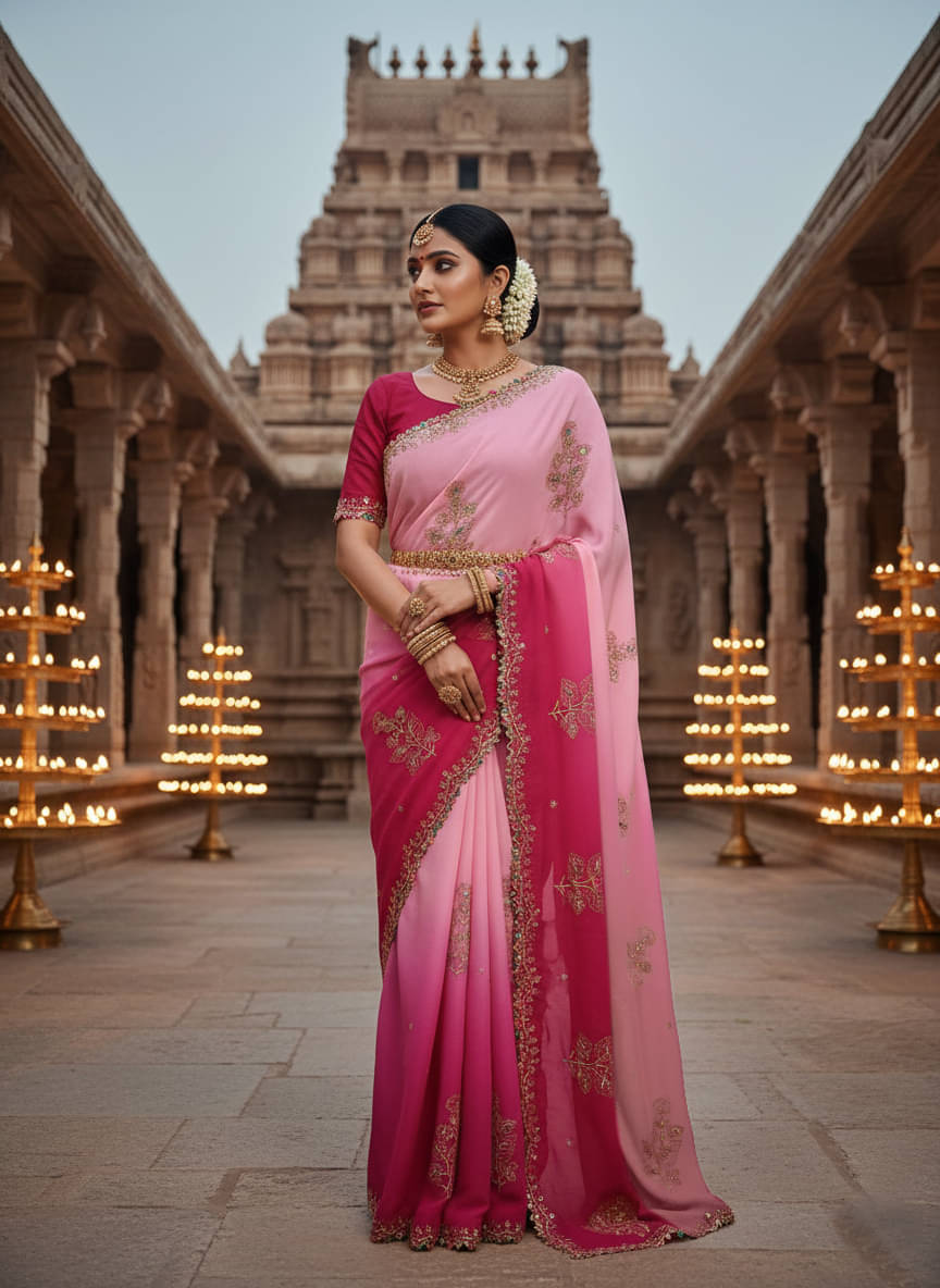     			Avenue Creation Chiffon Embroidered Leheriya Saree With Unstitched Blouse Piece ( Multicolor 3 )