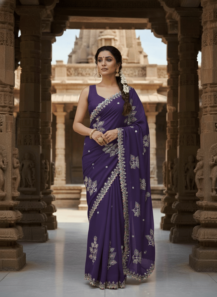     			Avenue Creation Chiffon Embroidered Regular Saree With Unstitched Blouse Piece ( Multicolor 1 )