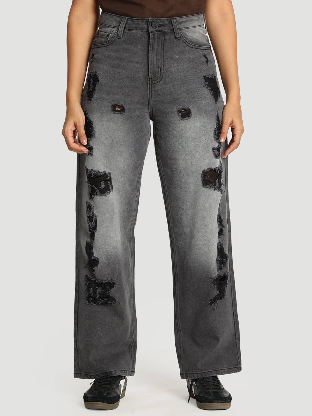Bene Kleed Women's Relaxed Fit High-Rise Jeans ( Charcoal ) - Jeans | Buy online on ZillyBuy