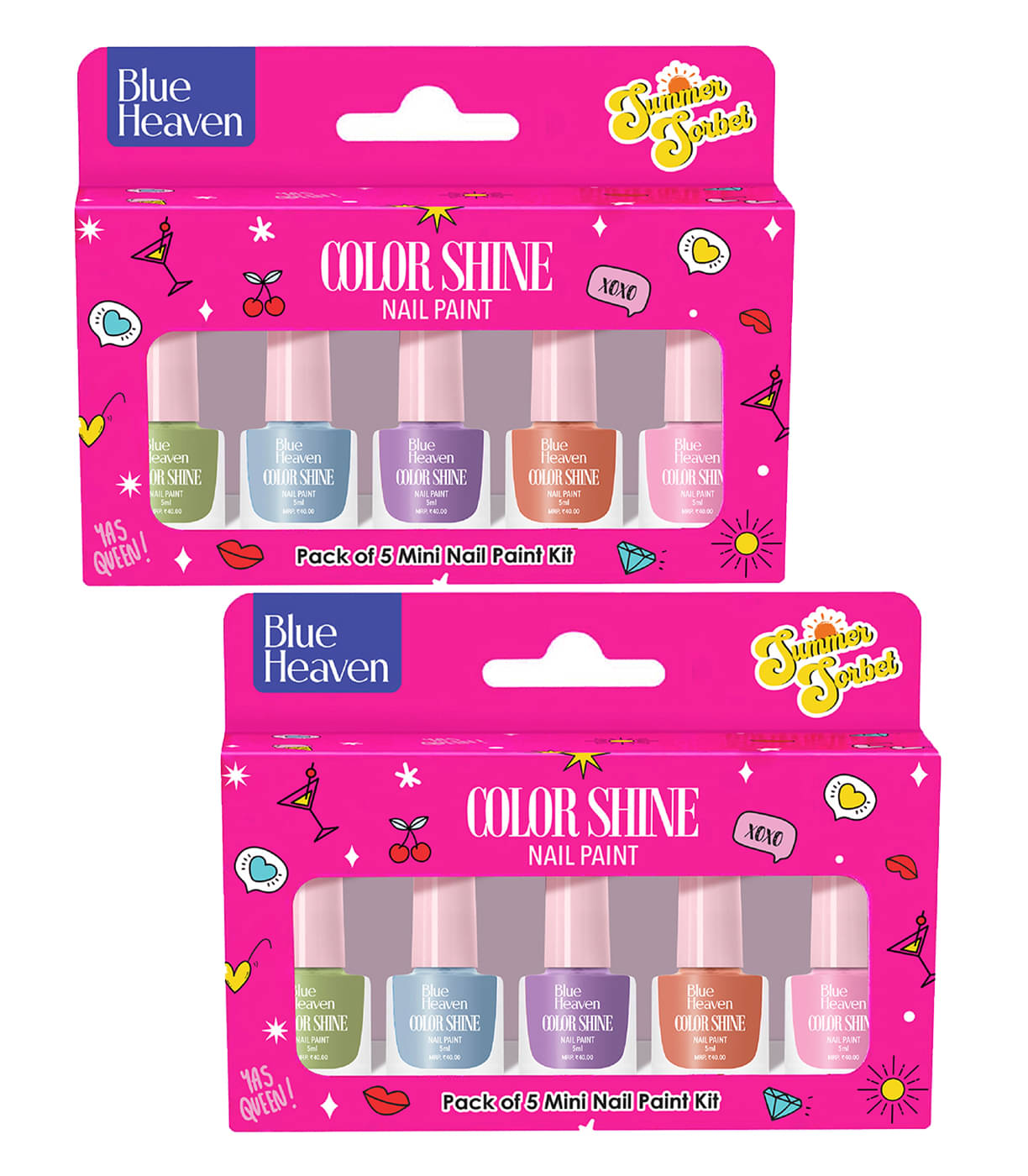     			Blue Heaven Multi Nail Polish Kit 50 ( Pack of 5 )