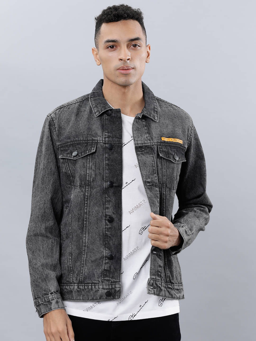 Highlander Cotton Men's Denim Jacket - Dark Grey ( Pack of 1 ) Highlander Cotton Men's Denim Jacket - Dark Grey ( Pack of 1 )