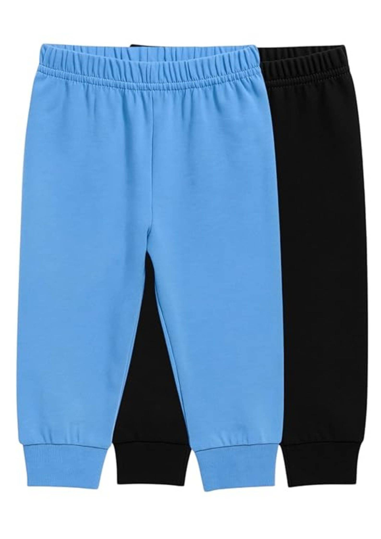     			HuggleBug Pack of 2 Boys Cotton Trackpant ( Blue )