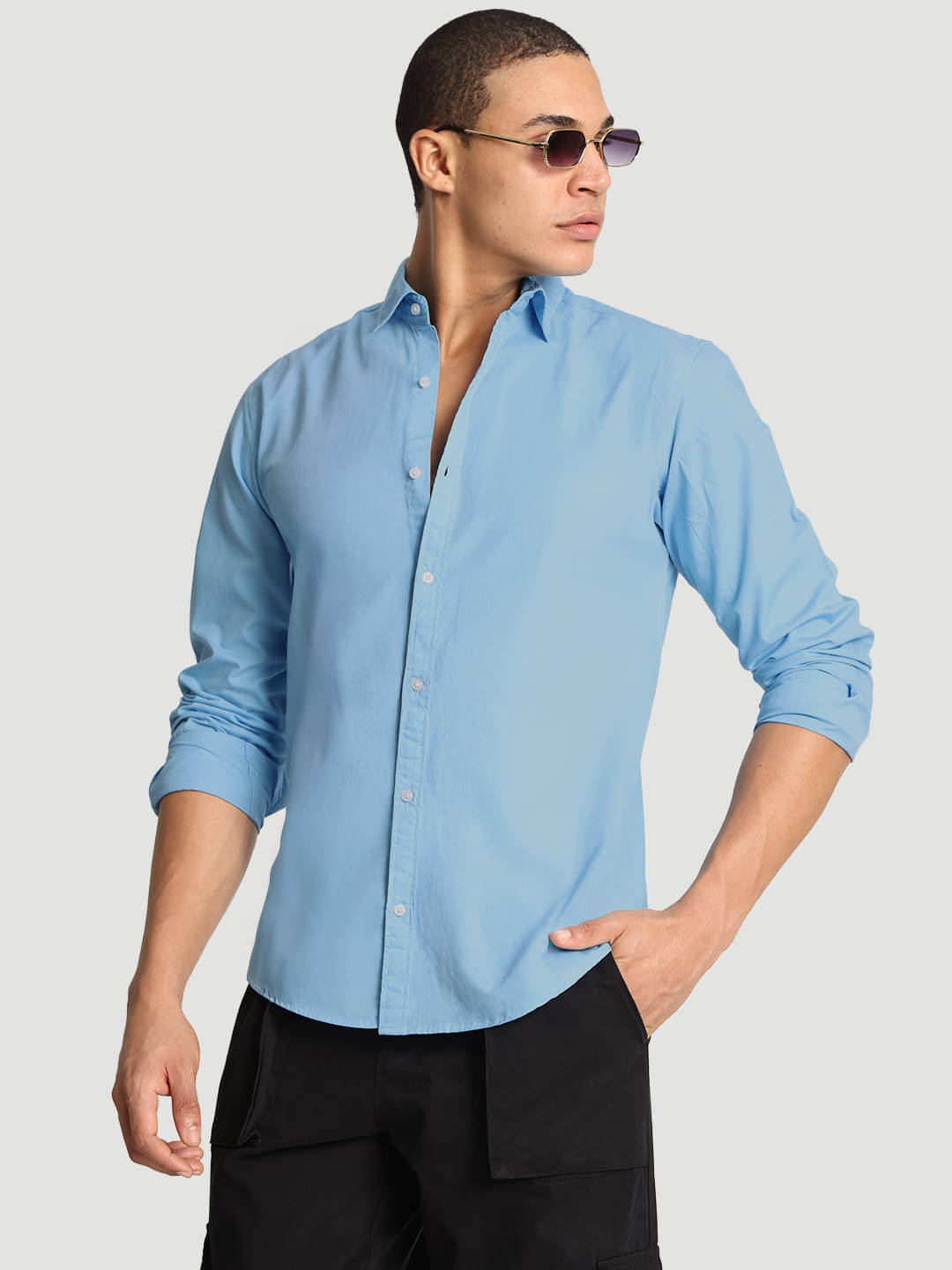     			IVOC 100% Cotton Regular Fit Solids Full Sleeves Men's Casual Shirt - Light Blue ( Pack of 1 )
