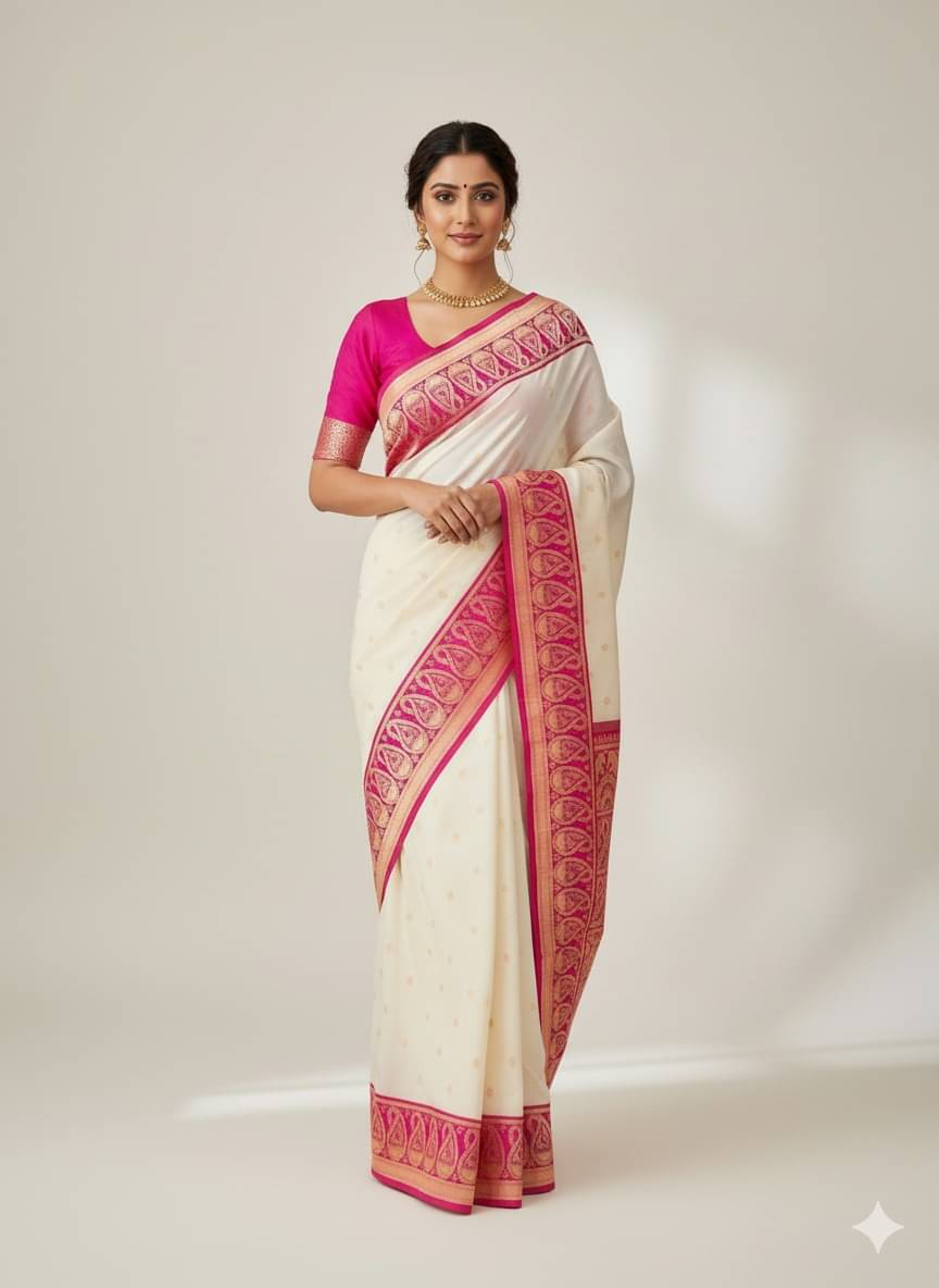     			Indesa Art Silk Solid Banarasi saree With Unstitched Blouse Piece ( Pink )