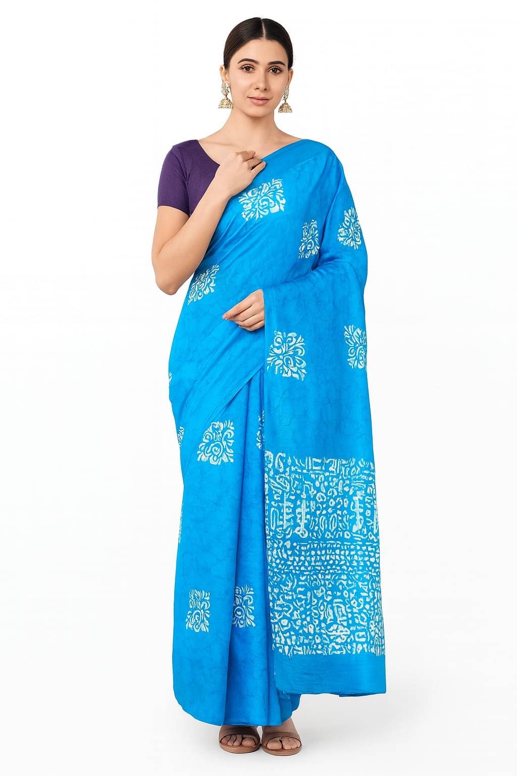 Jasv Crepe Solid Leheriya Saree With Unstitched Blouse Piece ( Blue ) Jasv Crepe Solid Leheriya Saree With Unstitched Blouse Piece ( Blue )