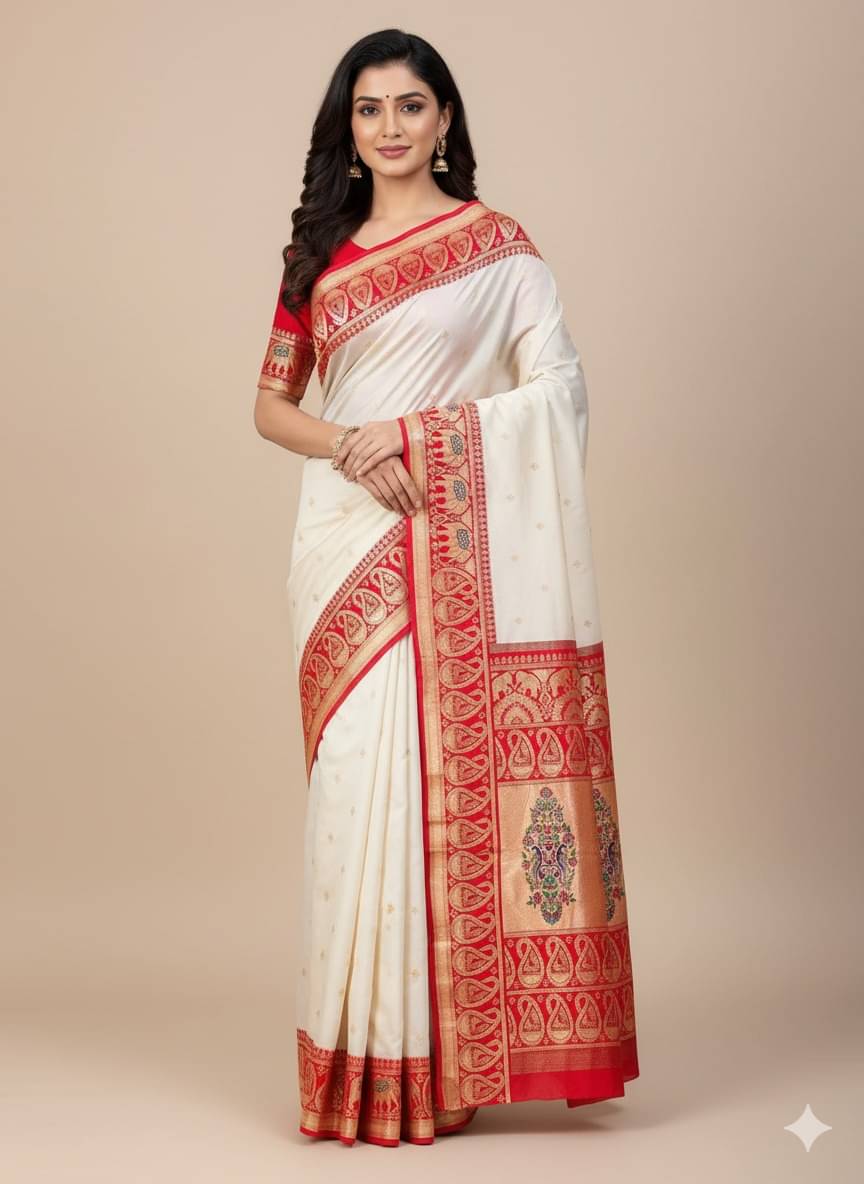     			KALIPATRA Art Silk Solid Banarasi saree With Unstitched Blouse Piece ( Red )