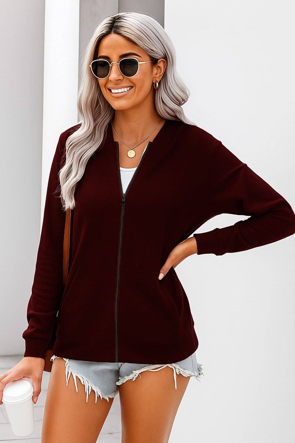 Kushi flyer Women Hooded Fleece Jacket ( Maroon ) Kushi flyer Women Hooded Fleece Jacket ( Maroon )