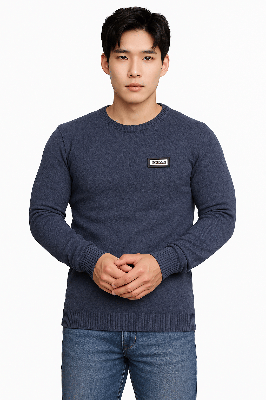     			MD By Mathra Dass Woollen Blend Round Neck Men's Full Sleeves Pullover Sweater - Blue ( Pack of 1 )