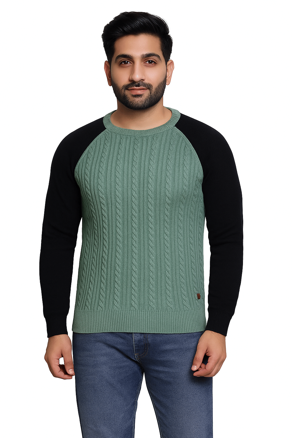     			MD By Mathra Dass Woollen Blend Round Neck Men's Full Sleeves Pullover Sweater - Green ( Pack of 1 )