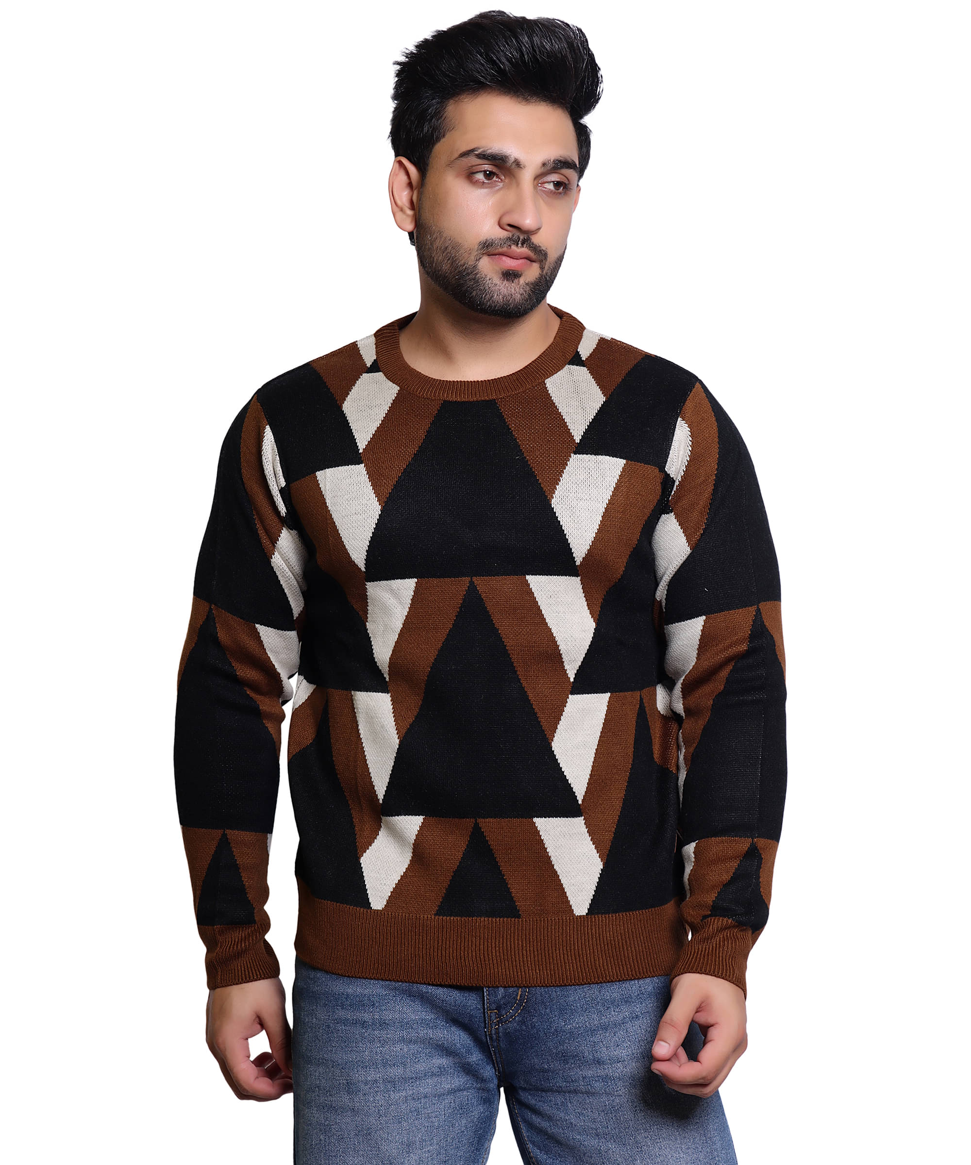     			MD By Mathra Dass Woollen Blend High Neck Men's Full Sleeves Pullover Sweater - Multicolor ( Pack of 1 )