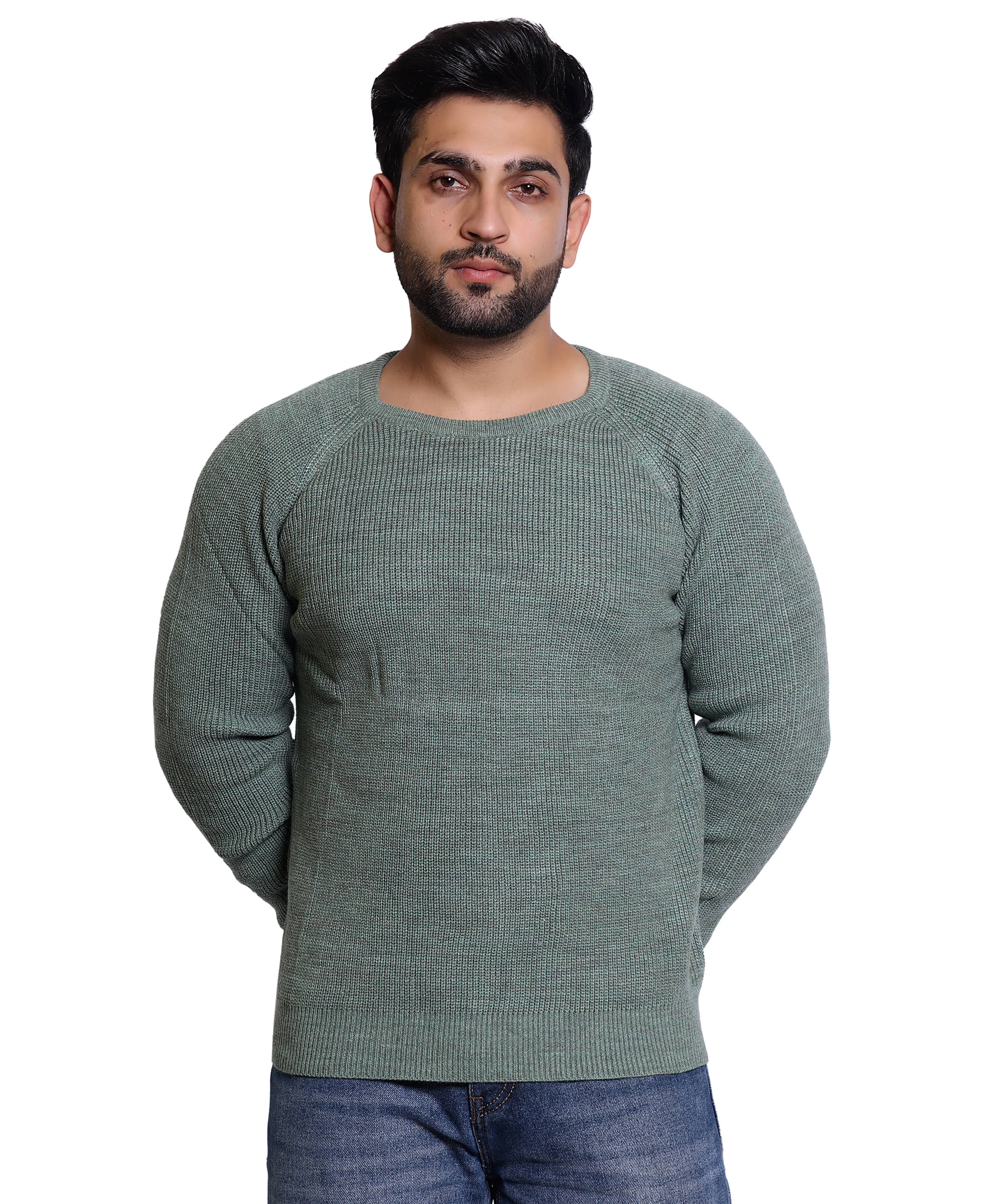     			MD By Mathra Dass Woollen Blend High Neck Men's Full Sleeves Pullover Sweater - Green ( Pack of 1 )
