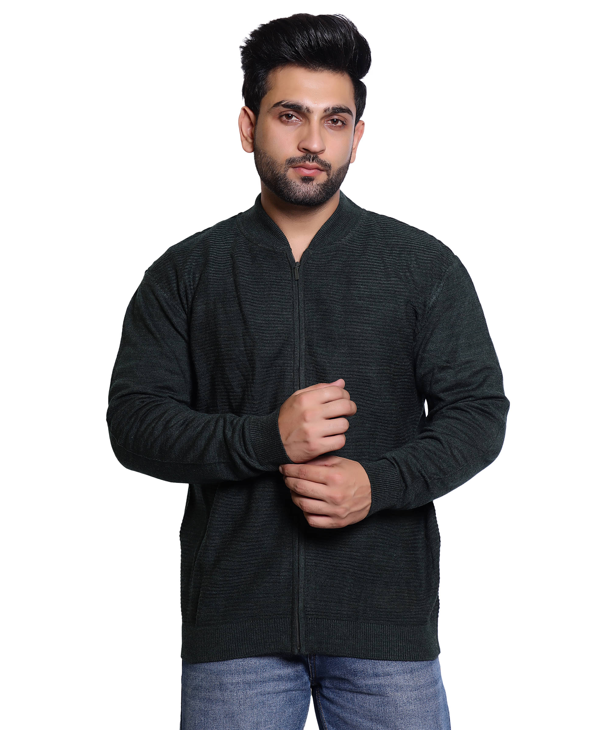     			MD By Mathra Dass Woollen Blend High Neck Men's Full Sleeves Cardigan Sweater - Black ( Pack of 1 )