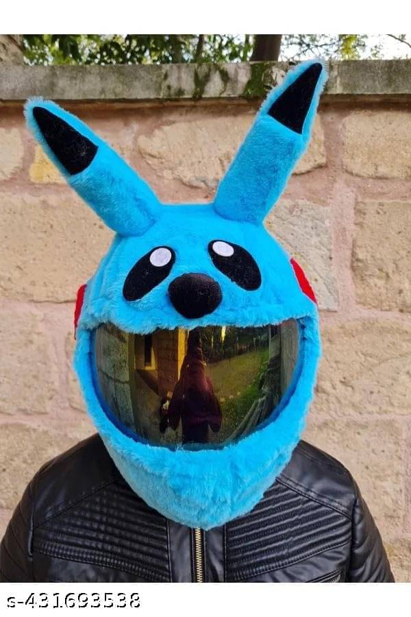     			Macros Blue Pikachuu Style Bunny Helmet Cover For Full Face Helmet Motorbike Helmet