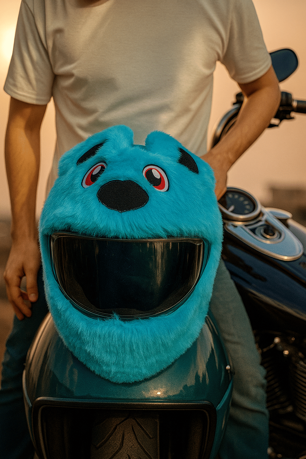     			Macros Blue Style Bunny Helmet Cover For Full Face Helmet Motorbike Helmet