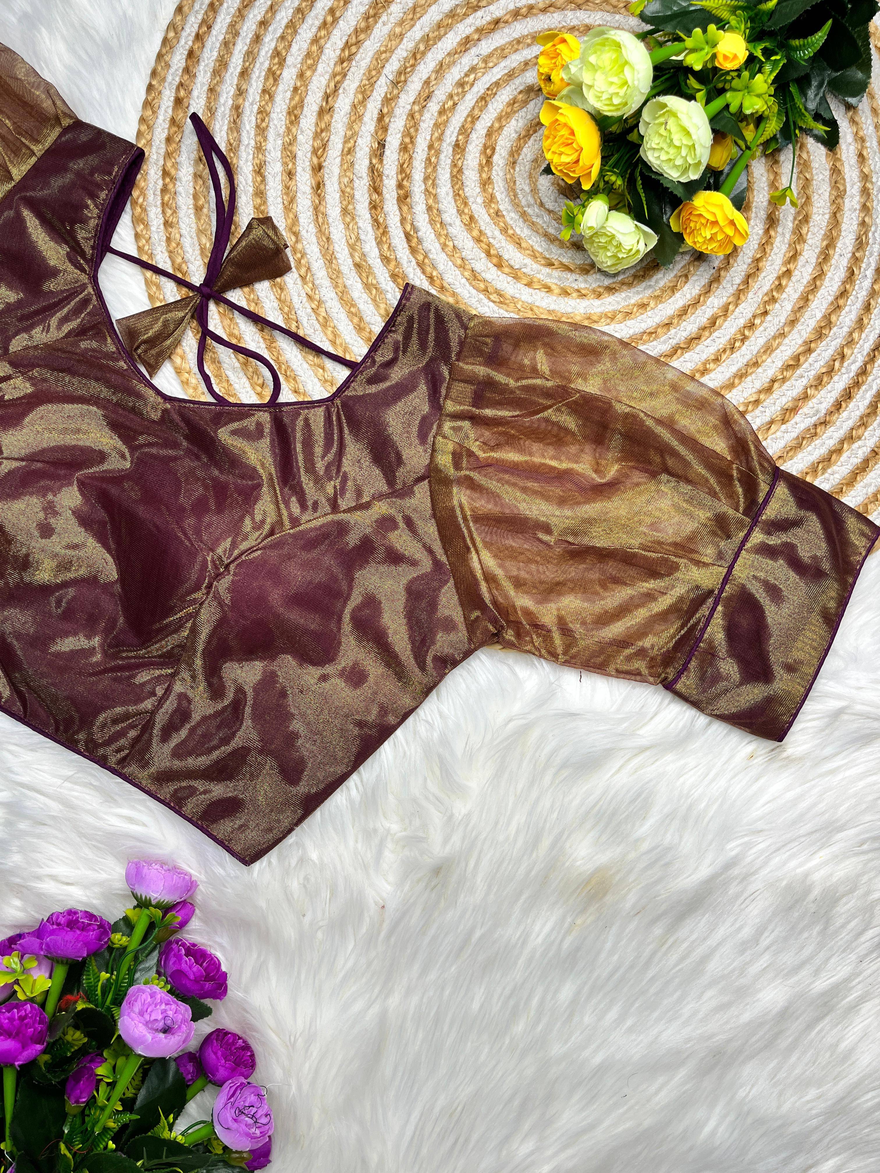     			Murliwala Creation Shimmer Readymade with Pad Sweetheart Neck Women's Blouse ( Purple )