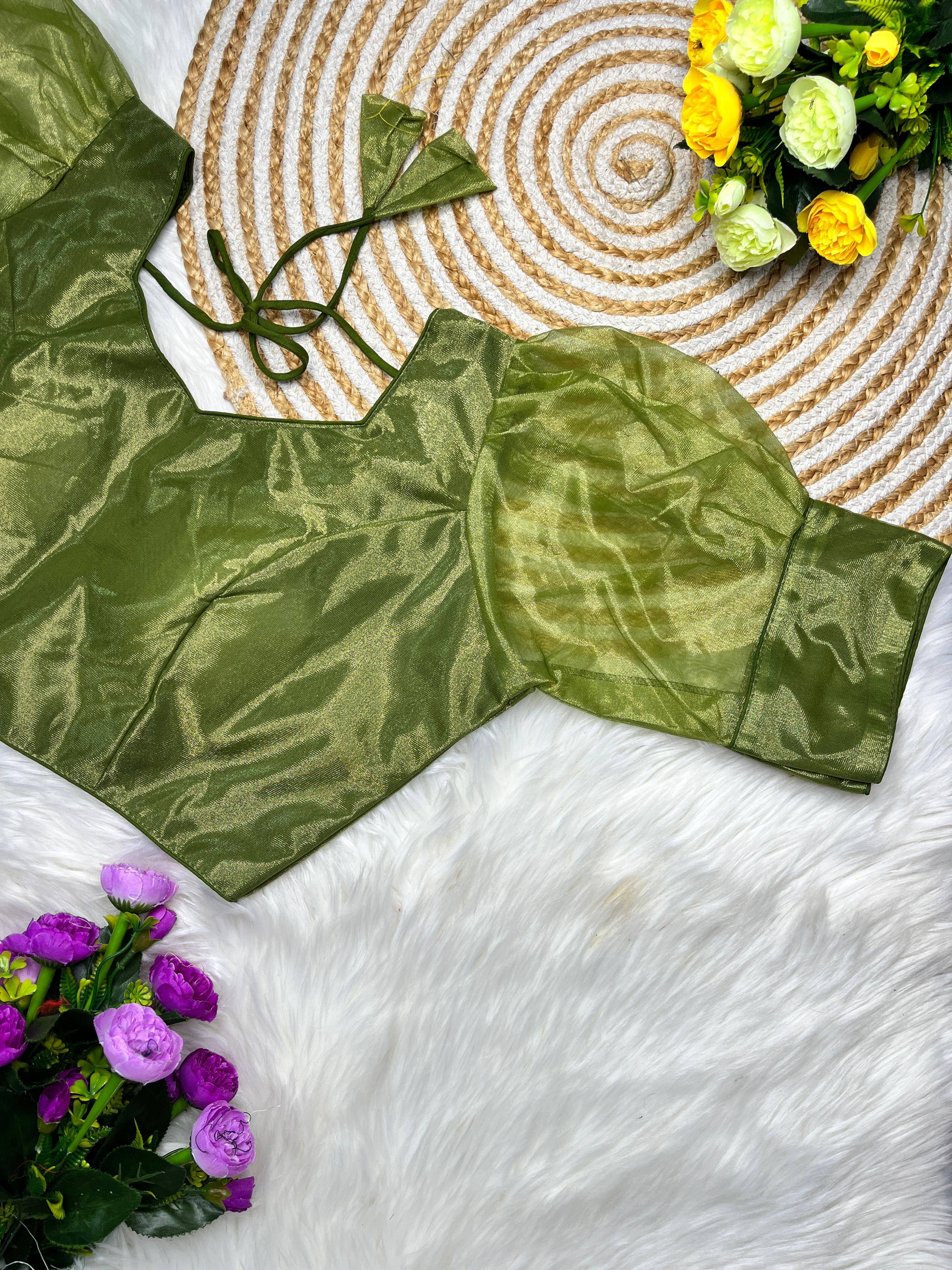     			Murliwala Creation Shimmer Readymade with Pad Sweetheart Neck Women's Blouse ( Green )