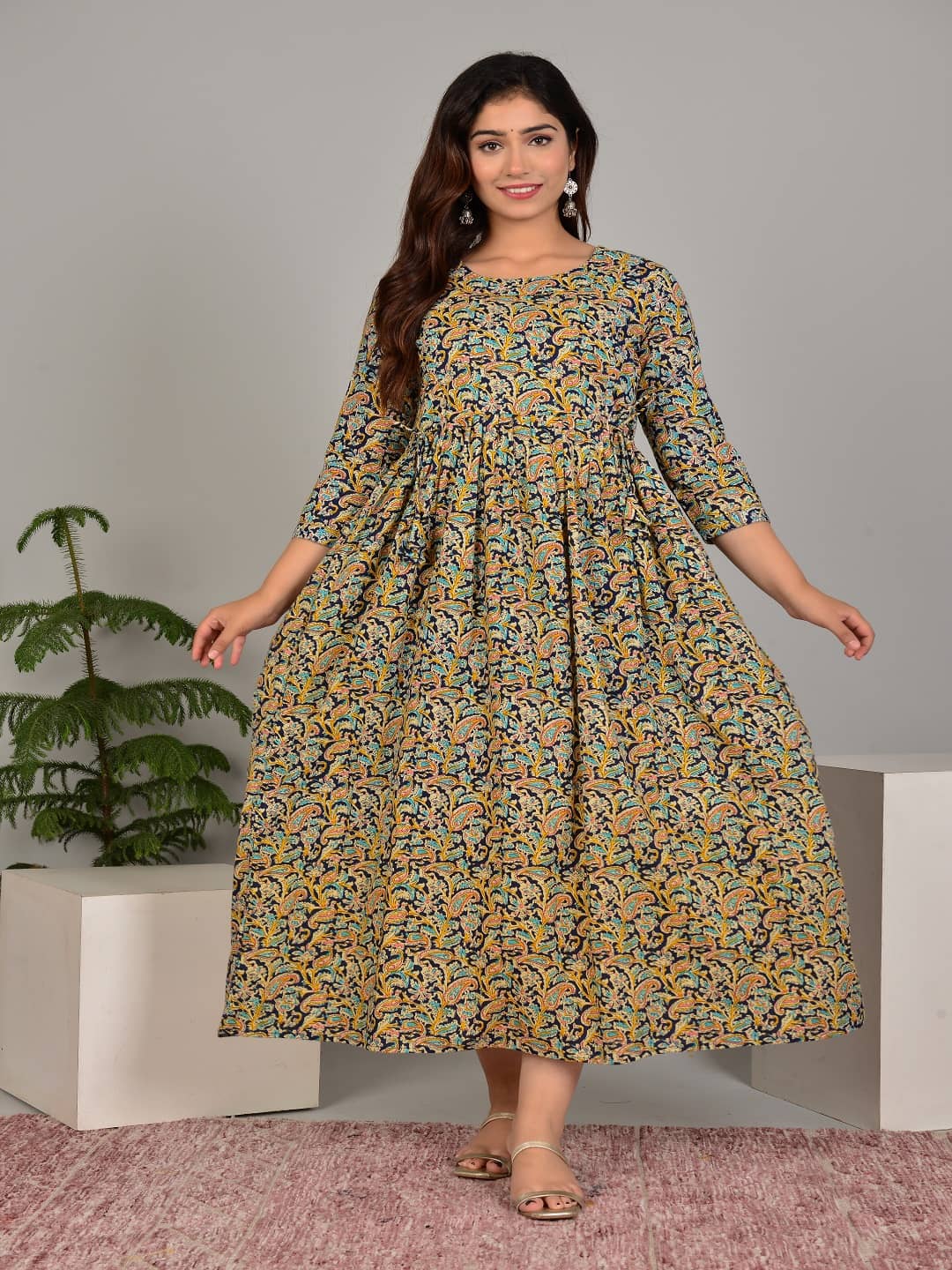 Nevisha Style Women Cotton Printed Anarkali Kurti ( Multicoloured ) - Kurtis, Tunics | Buy online on ZillyBuy