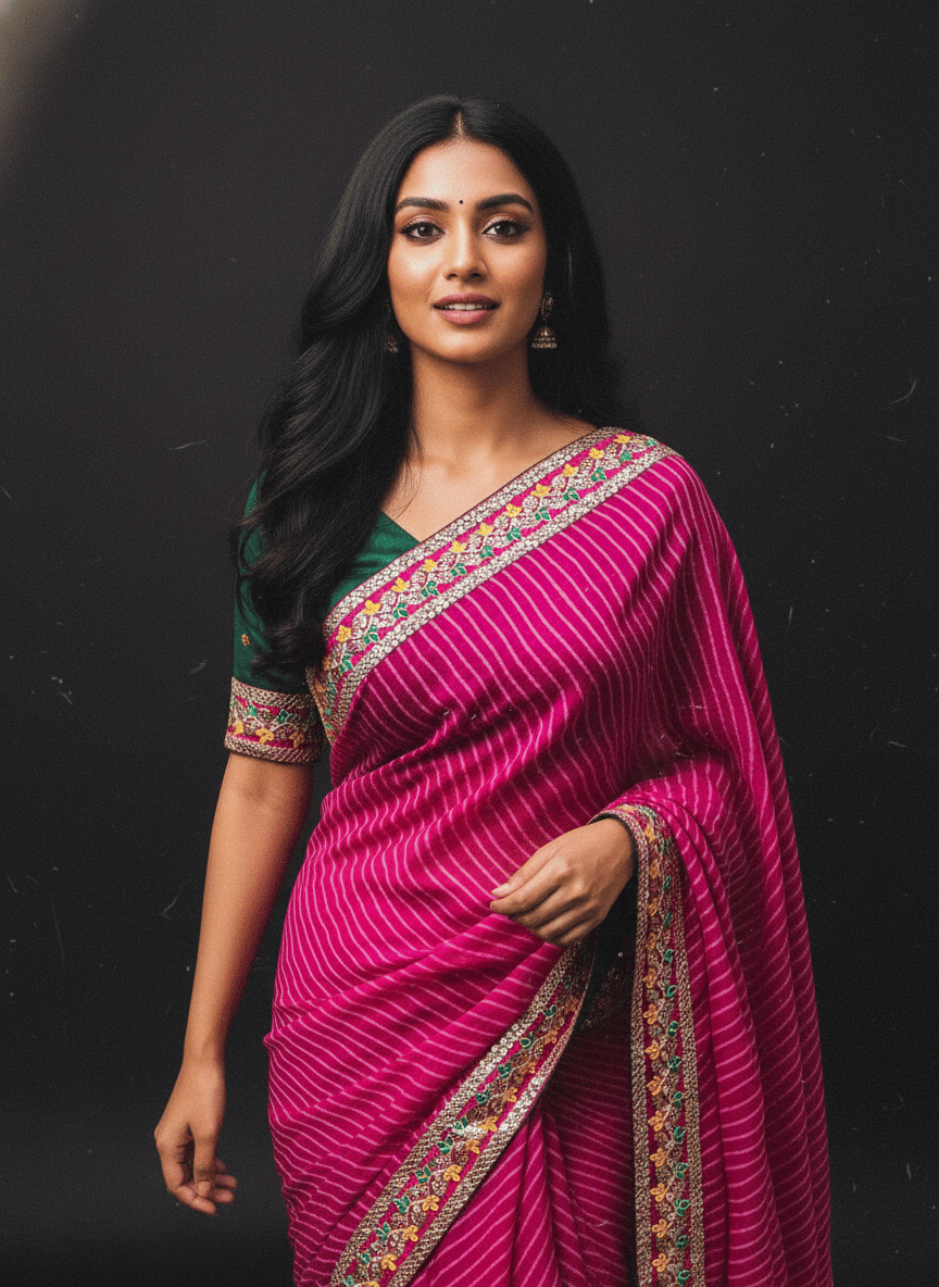 Nil Madhav Art Georgette Embroidered Regular Saree With Unstitched Blouse Piece ( Pink ) Nil Madhav Art Georgette Embroidered Regular Saree With Unstitched Blouse Piece ( Pink )