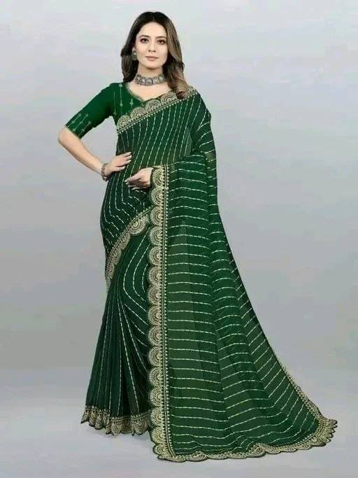 Nil Madhav Art Georgette Embroidered Regular Saree With Unstitched Blouse Piece ( Green ) Nil Madhav Art Georgette Embroidered Regular Saree With Unstitched Blouse Piece ( Green )