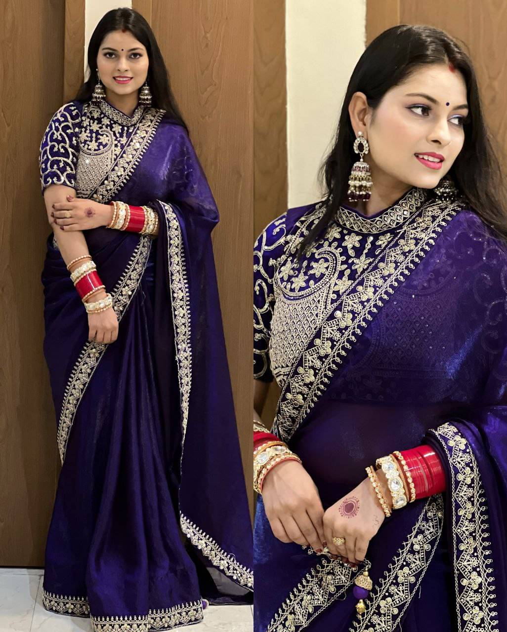     			Nil Madhav Art Silk Blend Embroidered Regular Saree With Unstitched Blouse Piece ( Blue )