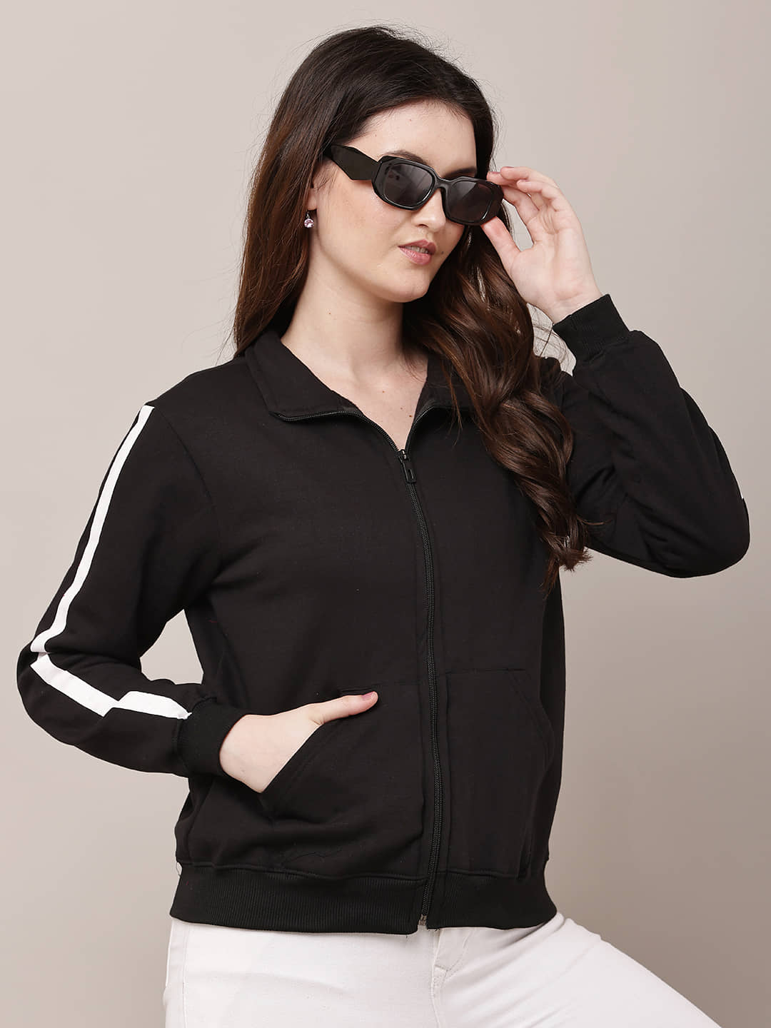 RAABTA FASHIION Women Shirt Collar Fleece Jacket ( Black ) - Jackets & Coats | Buy online on ZillyBuy