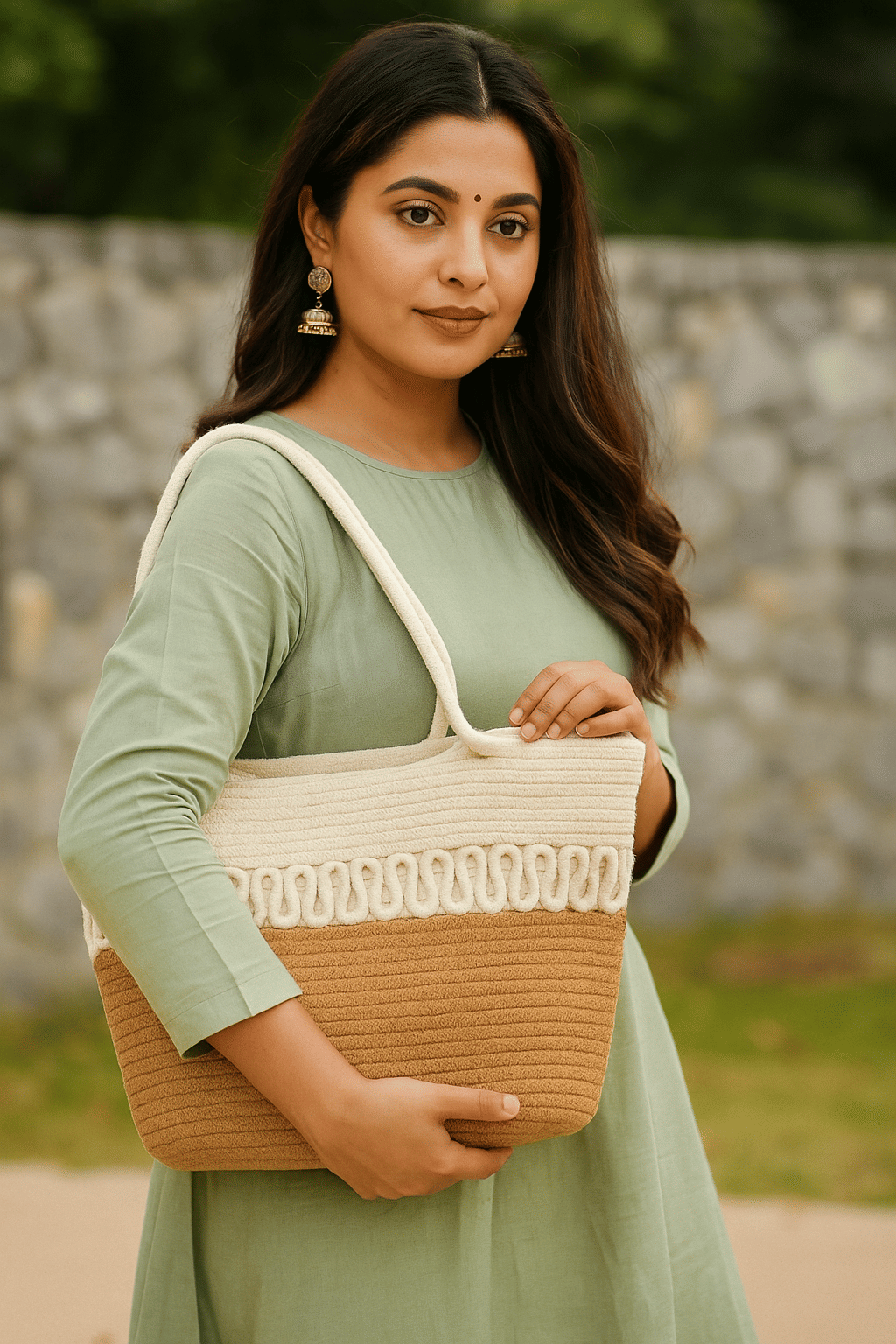     			Saev Exclusive Shoulder Bag Jute Set of 1 ( Beige,Off White )