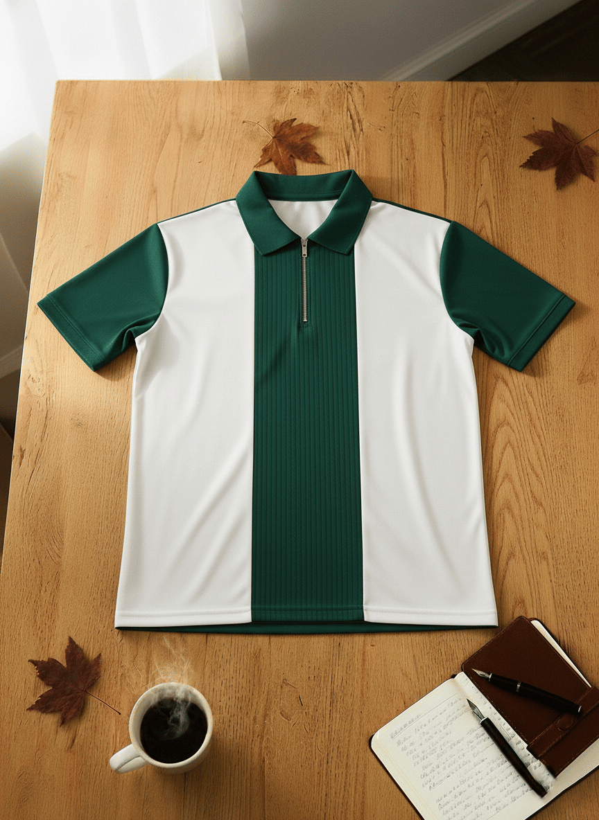     			Singham Men Cotton Blend Regular Fit Colorblock Polo T Shirt ( Green )