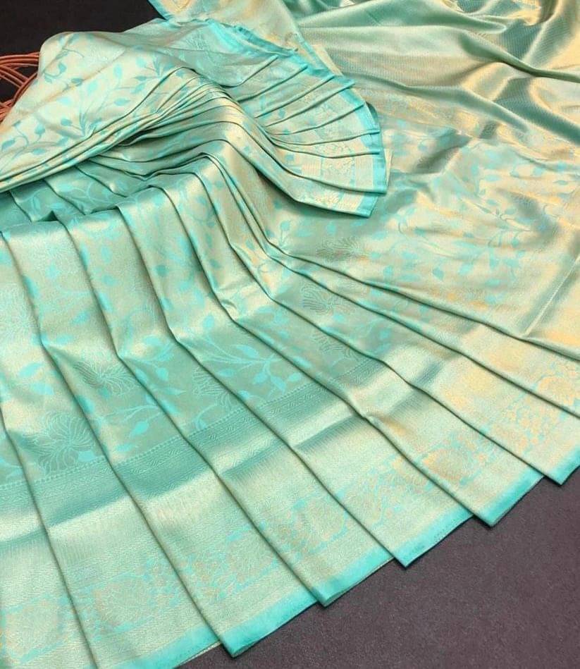     			Spetila Silk Blend Woven Design Kanjeevaram Sarees With Unstitched Blouse Piece ( Light Green )