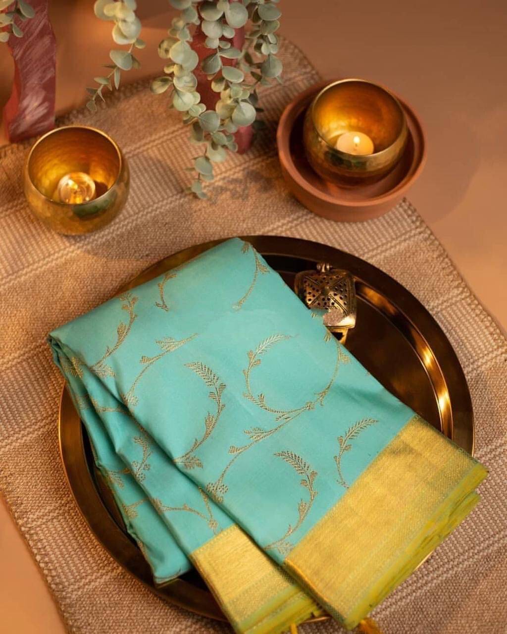     			Spetila Silk Blend Woven Design Kanjeevaram Sarees With Unstitched Blouse Piece ( Yellow )