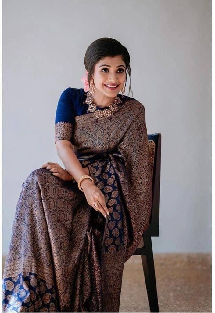 Spetila Silk Blend Woven Design Kanjeevaram Sarees With Unstitched Blouse Piece ( Blue ) Spetila Silk Blend Woven Design Kanjeevaram Sarees With Unstitched Blouse Piece ( Blue )