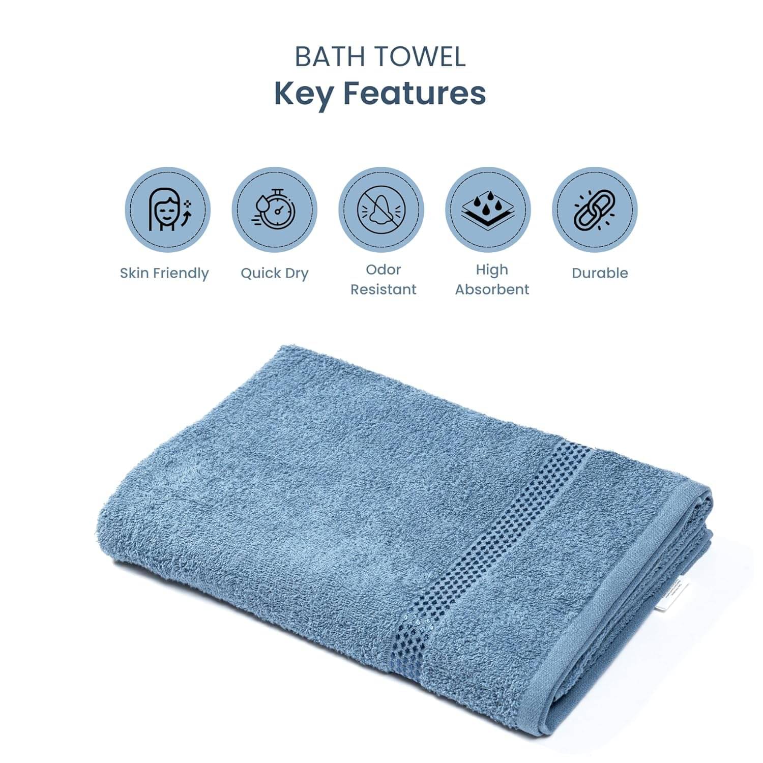     			TD Pack of 1 Cotton 400 -GSM Bath Towel ( Blue )
