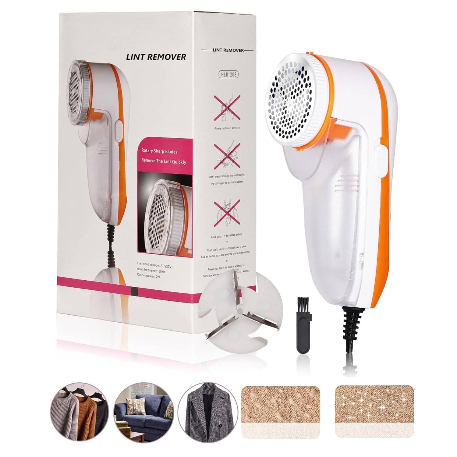 THRIFTKART - Electric Lint Remover with Rotary Sharp Blades, White and Orange, for Clothes, Furniture and Fabrics Nova Lint Remover for Clothes Fabric Cleaner for Woolen Clothes THRIFTKART - Electric Lint Remover with Rotary Sharp Blades, White and Orange, for Clothes, Furniture and Fabrics Nova Lint Remover for Clothes Fabric Cleaner for Woolen Clothes