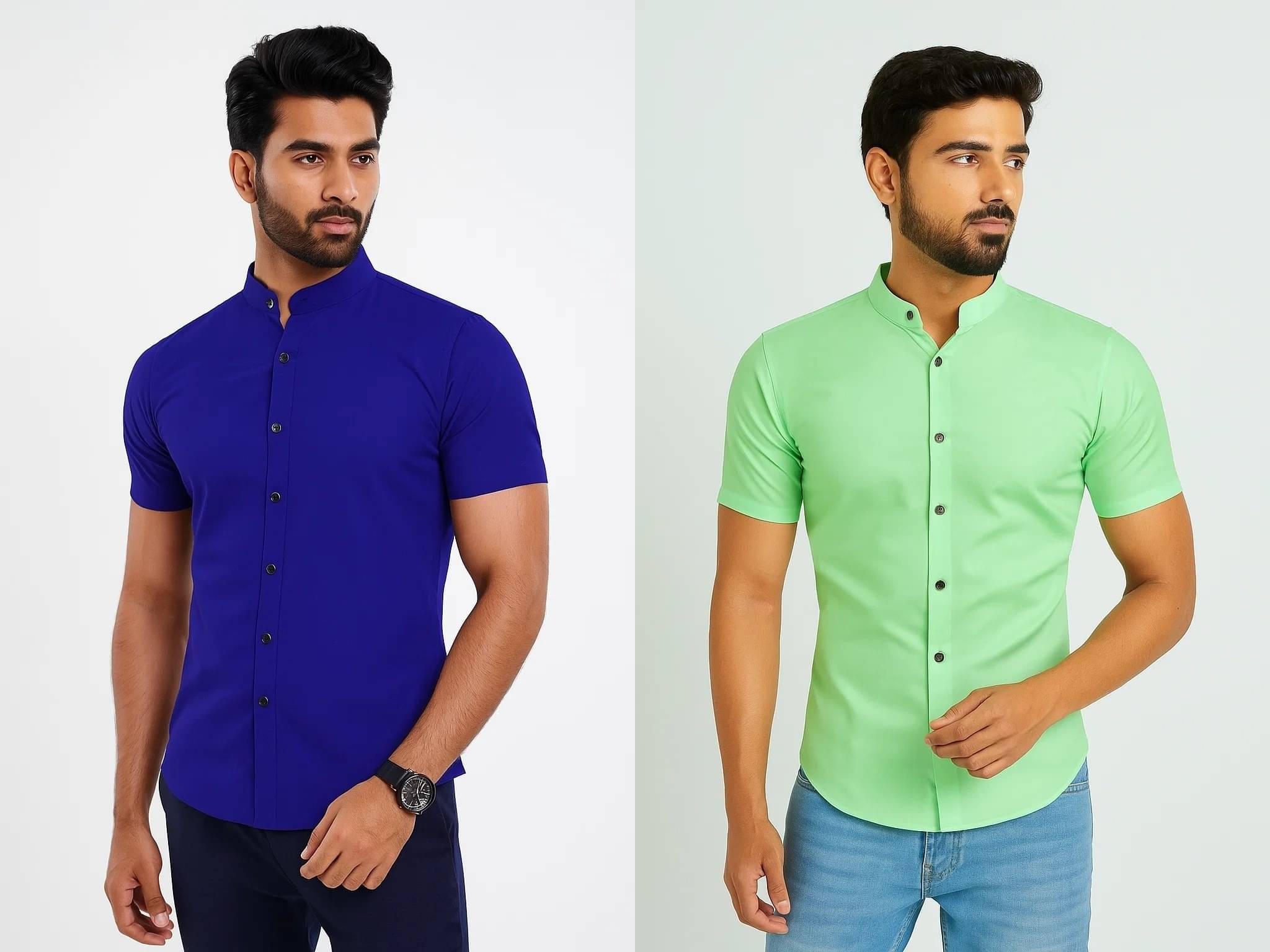     			VIMASUTI Cotton Blend Regular Fit Solids Half Sleeves Men's Casual Shirt - Blue ( Pack of 2 )