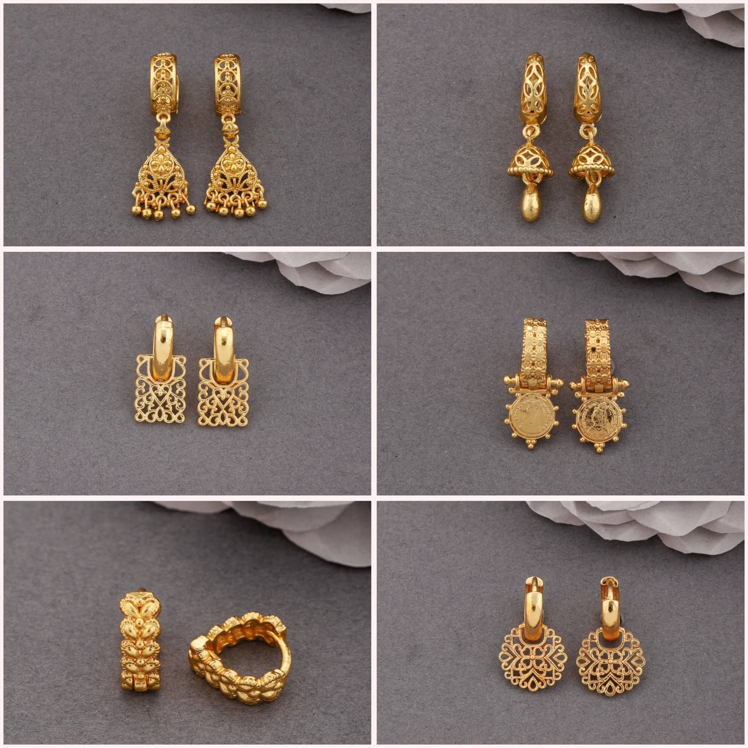     			weroxa Gold Hoops Earrings ( Pack of 6 )