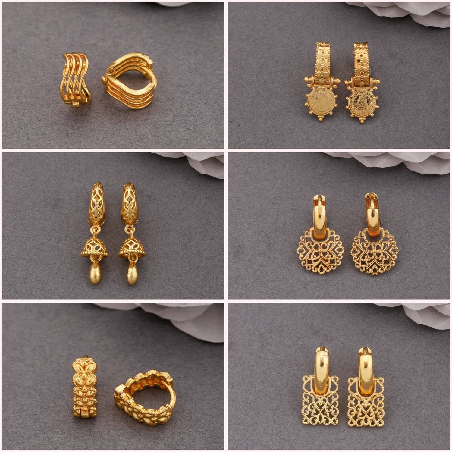     			weroxa Gold Hoops Earrings ( Pack of 6 )