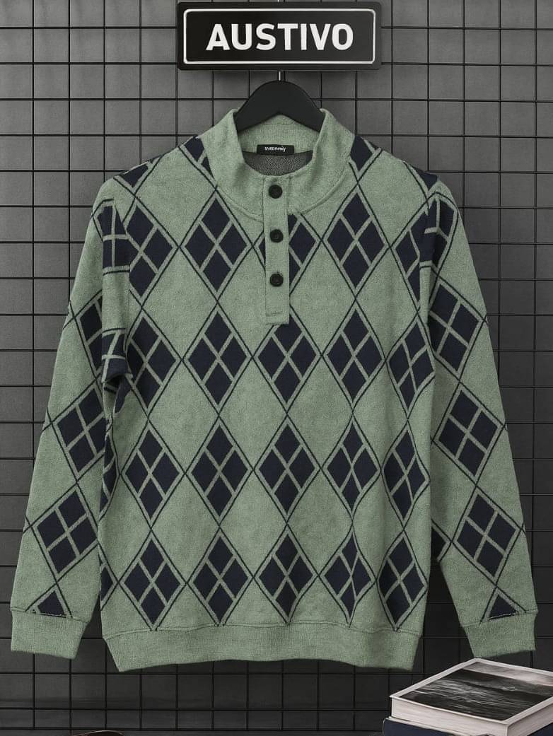 AUSTIVO Cotton Blend High Neck Men's Full Sleeves Cardigan Sweater - Green ( Pack of 1 ) AUSTIVO Cotton Blend High Neck Men's Full Sleeves Cardigan Sweater - Green ( Pack of 1 )