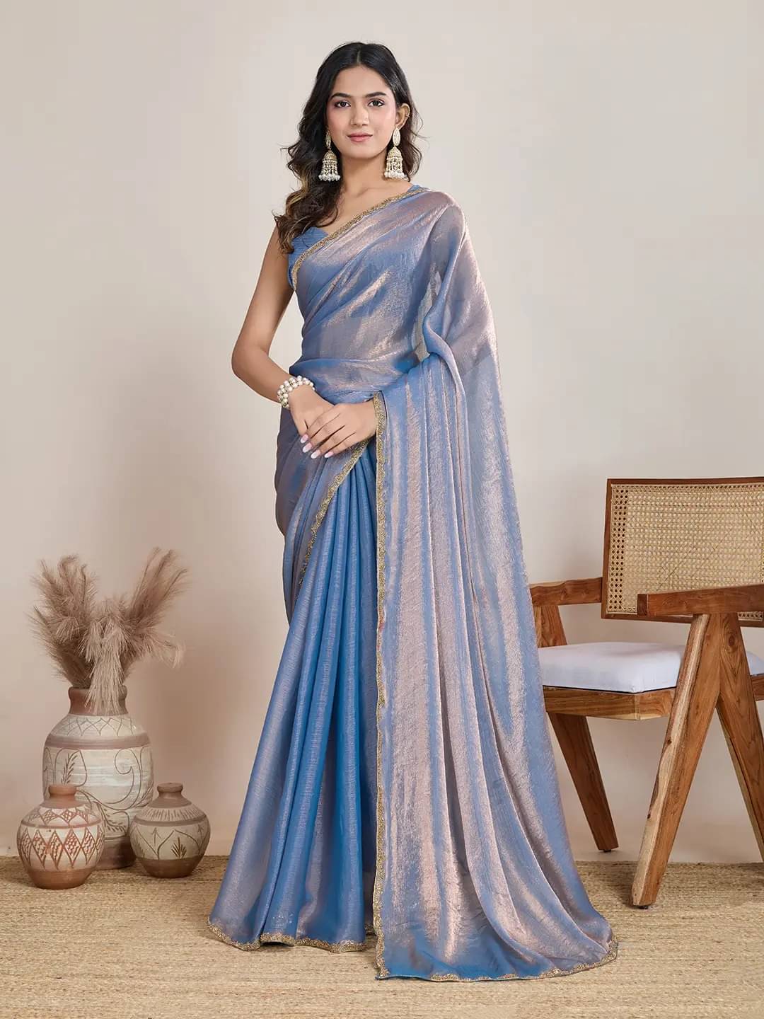     			BEETLORY Art Silk Embellished Banarasi saree With Unstitched Blouse Piece ( Aqua Blue )