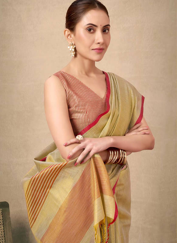 BFM Tissue Woven Regular Saree With Unstitched Blouse Piece ( Gold ) BFM Tissue Woven Regular Saree With Unstitched Blouse Piece ( Gold )