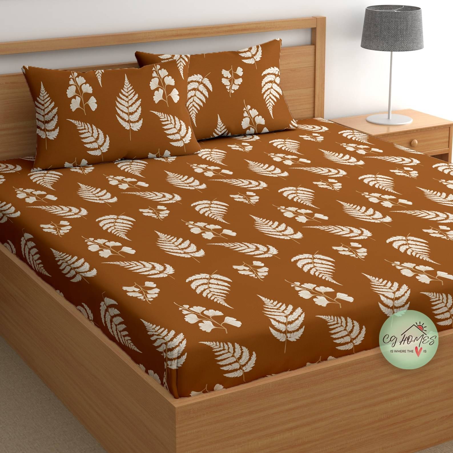     			CG HOMES Brown Cotton 1 Double Bedsheet with 2 Pillow Covers ( , 220 cm x 220 cm )