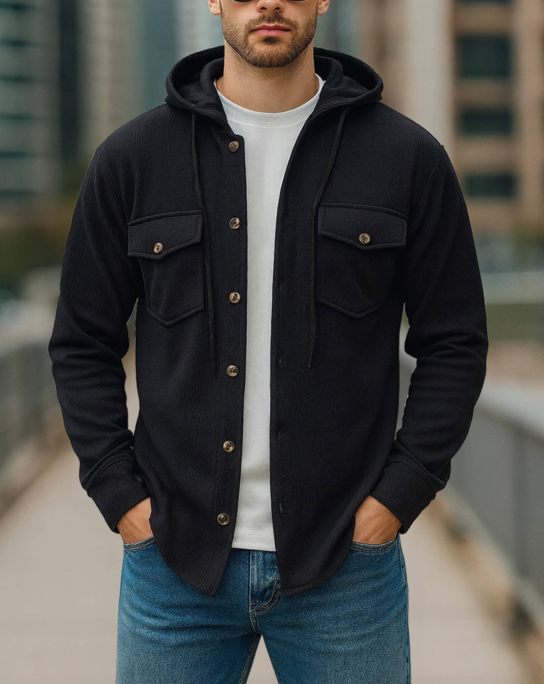     			Eyebogler Polyester Oversized Fit Solids Full Sleeves Men's Casual Shirt - Black ( Pack of 1 )