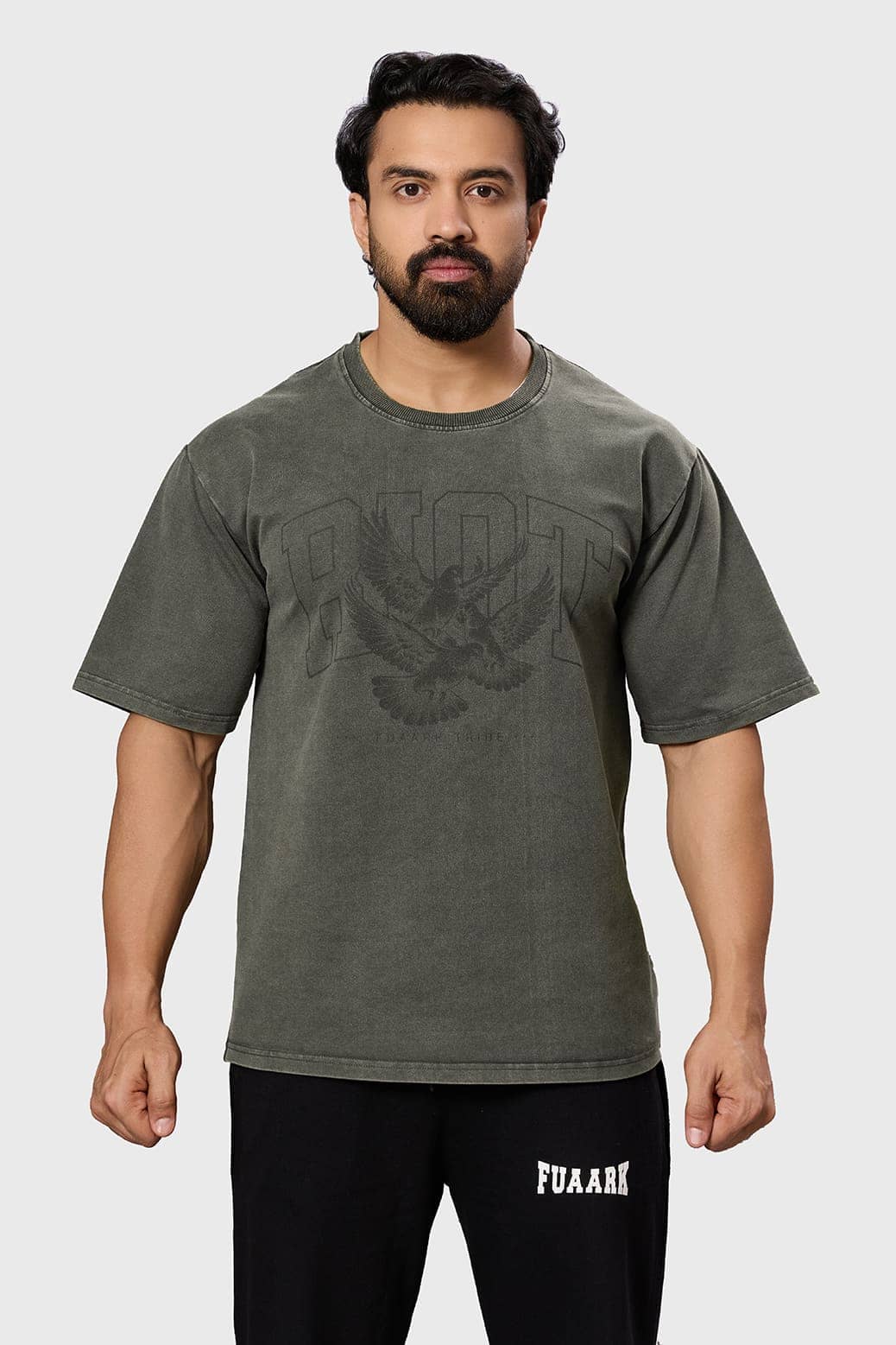 Fuaark Men Cotton Printed T-Shirt ( Olive )