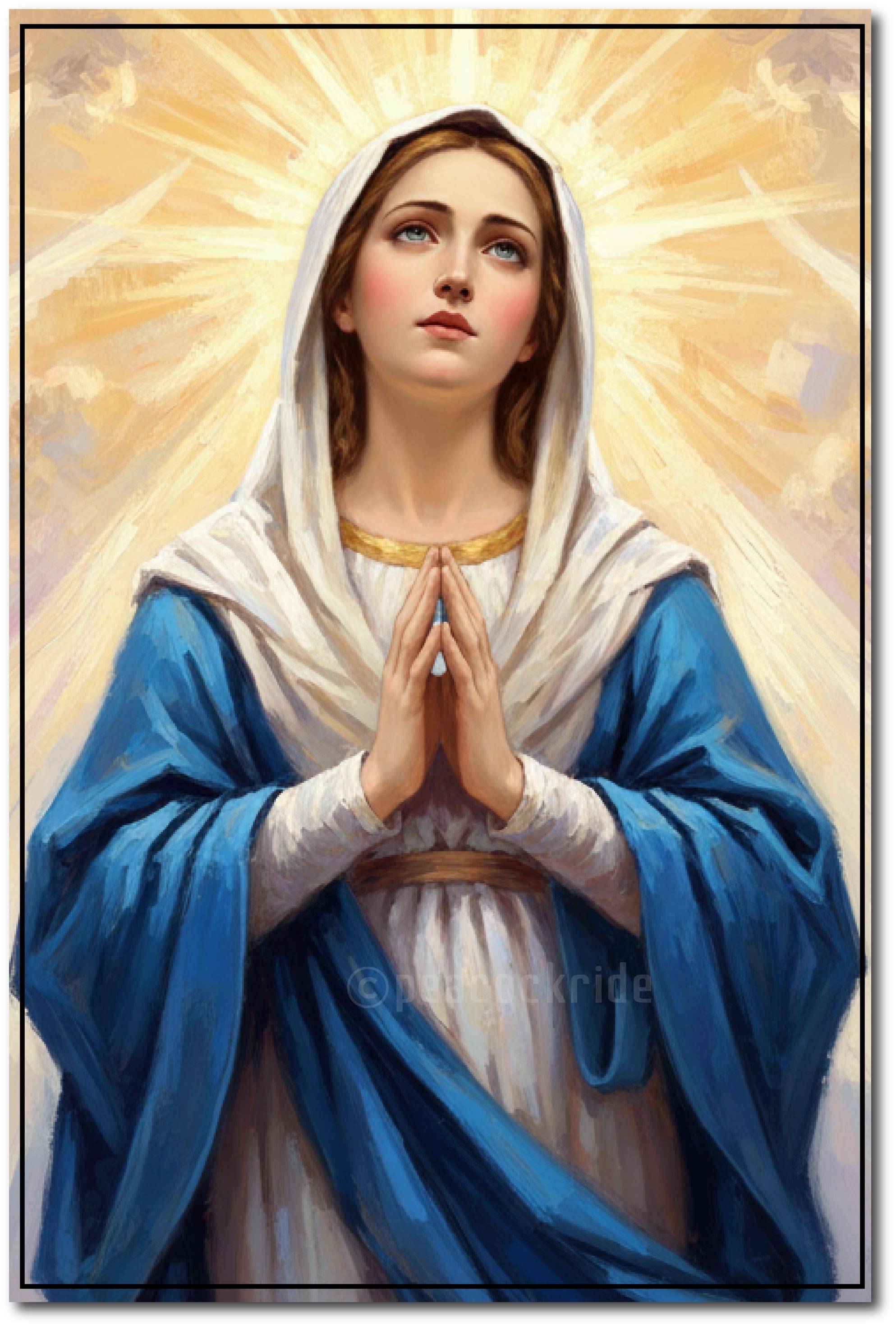     			Hail Mary | Ave Maria | Mother Mary | Jesus Christ | Christian Religious Wall Art Decor I Wall Poster A3