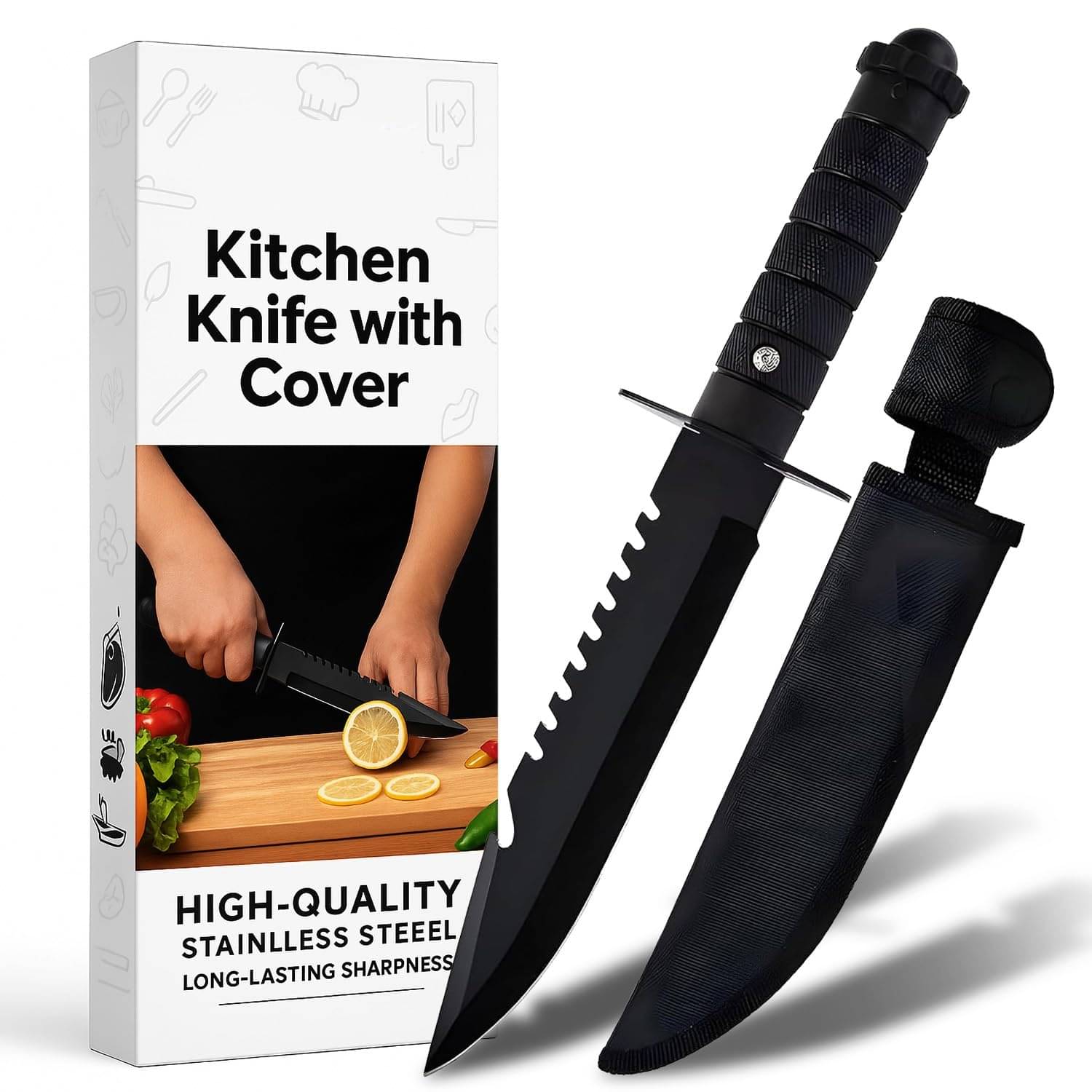 Kitchen Knife/Utility Knife With Cover for Kitchen And Home (Black, Set of 1) Kitchen Knife/Utility Knife With Cover for Kitchen And Home (Black, Set of 1)