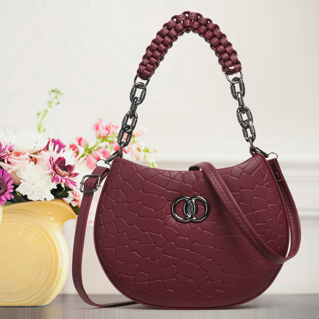     			NARIOX Sling Bag PU Set of 1 ( Maroon )