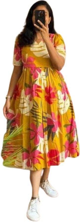     			THE LADIES FASHION Women Viscose Rayon Maxi ( Yellow )